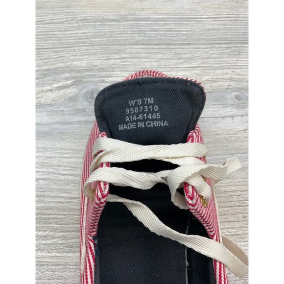 SPERRY  STRIPED RED & WHITE BOAT LOAFERS J11 SHOES - Picture 5 of 7